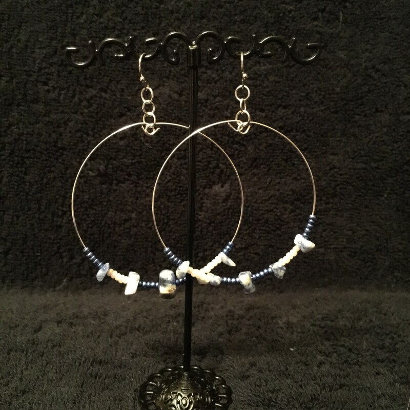 Blue stone dangle earrings